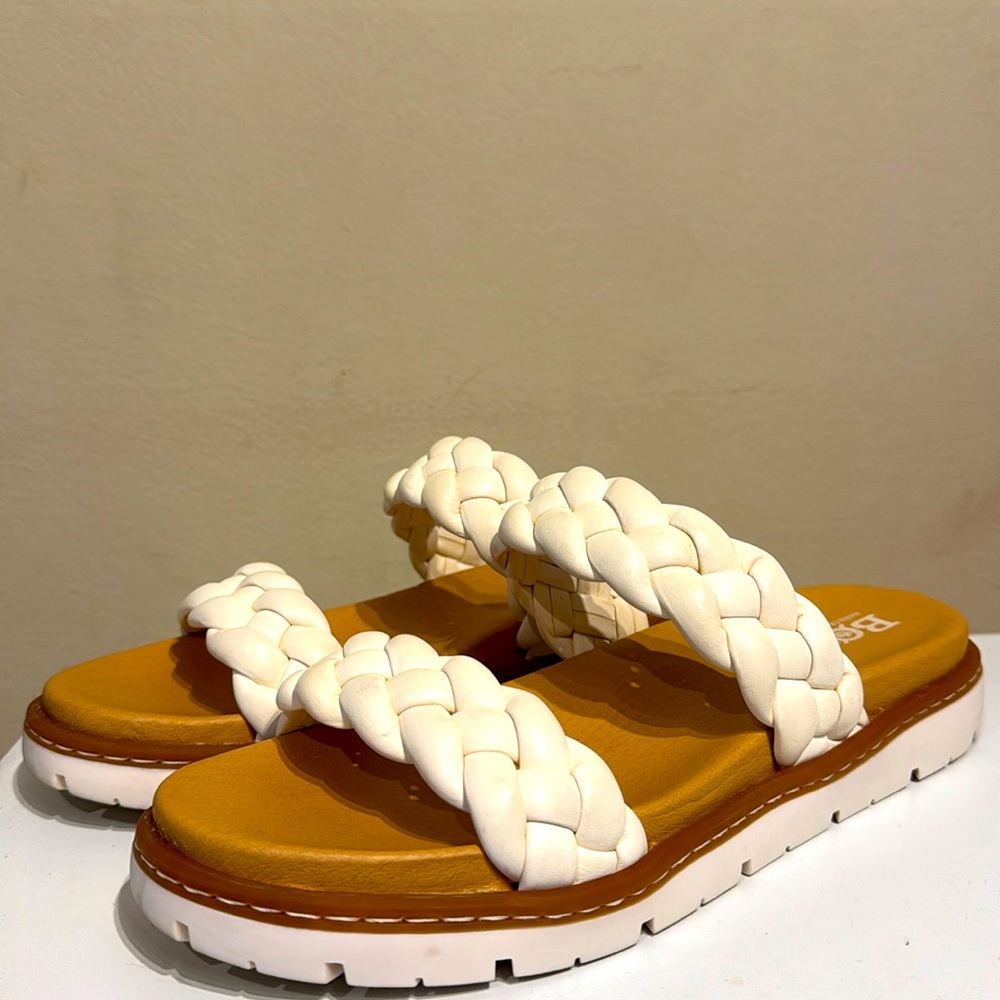 Born White Braided Double-Strap Sandals